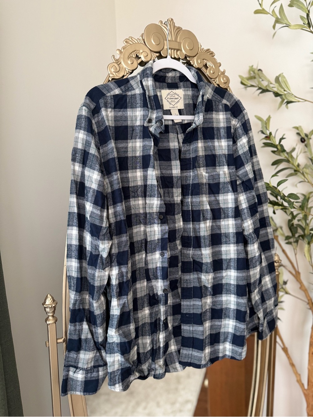 St. John's Bay Plaid Button-Down Cotton Shirt